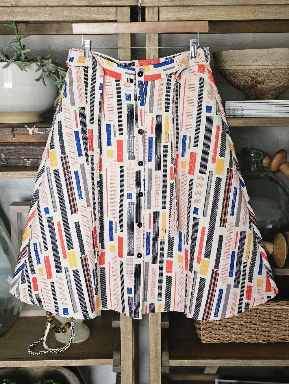 Anthropologie Hutch 50’s Print Button Front A-Line Skirt With Tie Waist Size 10 - Picture 8 of 8